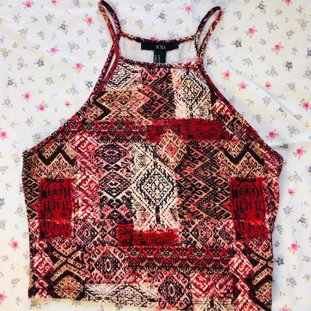 red snake skin cropped halter tank
